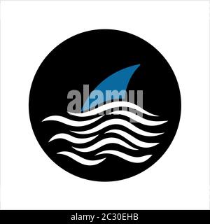 Shark Fin Icon Design Vector Art Illustration Stock Vector
