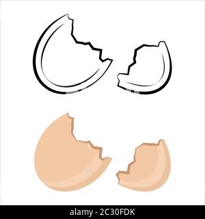 Broken Egg Icon, Broken Egg Vector Art Illustration Stock Vector