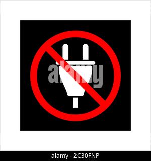 Power Plug Not Allowed Icon Vector Art Illustration Stock Vector