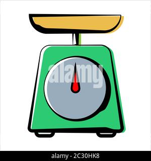 Kitchen Weight Scale Icon Vector Art Illustration Stock Vector