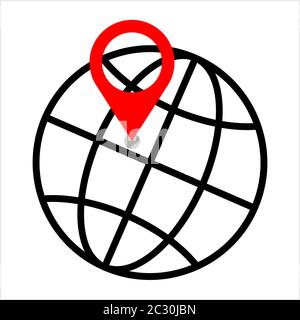 Location Pin On Globe Icon Vector Art Illustration Stock Vector