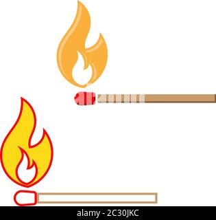Lit Matchstick, Burning Matchstick Vector Art Illustration Stock Vector