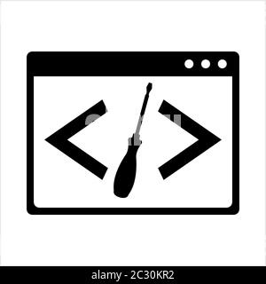 Developer Coding Tool Icon, Custom Coding Icon Vector Art Illustration Stock Vector