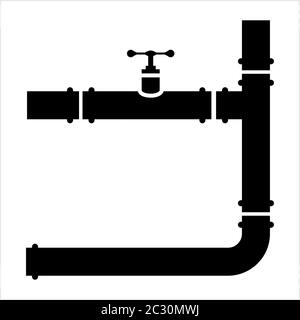 Pipe Icon, Pipe Fitting Icon Vector Art Illustration Stock Vector