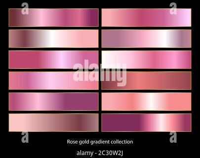 Rose gold gradient backgrounds collection. Vector illustration. Stock Vector
