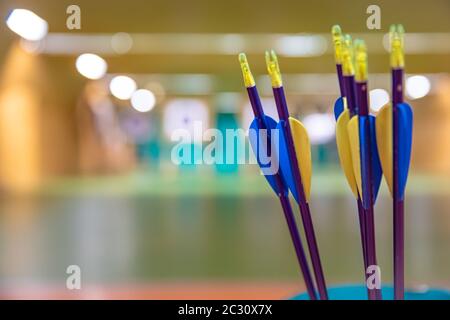 sports archery at the shooting range, competition for the most points Stock Photo