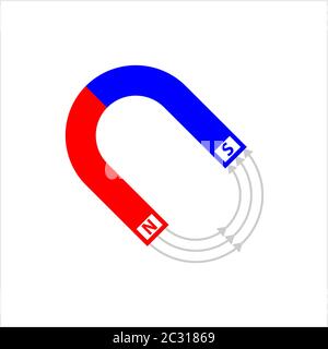 Magnet Icon, North Pole, South Pole Vector Art Illustration Stock Vector