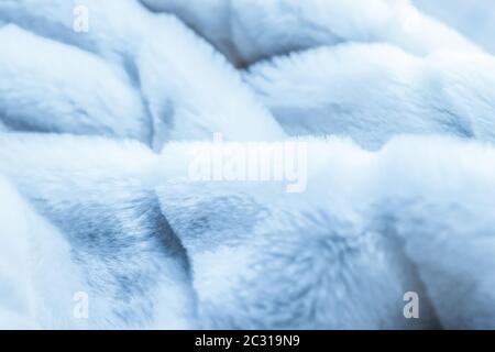Luxury blue fur coat texture background, artificial fabric detail Stock Photo