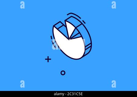 Isometric pie chart icon isolated on blue background, data analysis statistics design element for business infographics, financial graph, information Stock Vector
