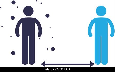 Social distancing between avatars flat style icon design of Covid 19 ...