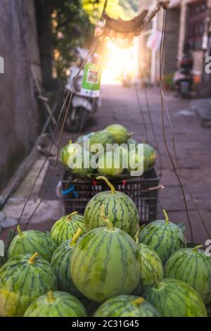 Huge watermelons for sale Stock Photo