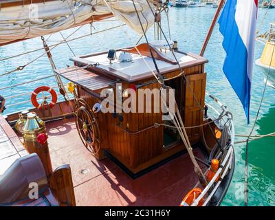 Tall ships in Rosmeur Harbor in Douarnenez city, Finistere, Brittany, France Stock Photo