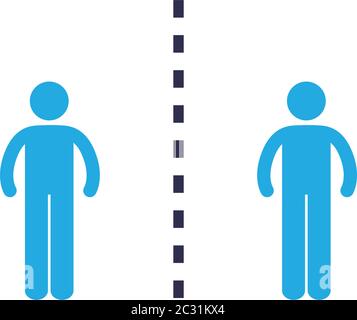 Social distancing between human avatars flat style icon design of Covid ...