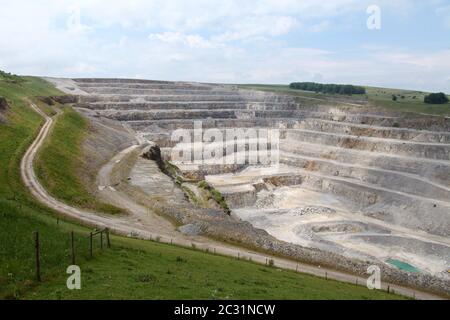 Breedon limestone quarry at Hope in the Peak District National Park from the visitor viewing platform Stock Photo