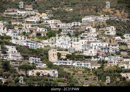 Exclusive villas and apartments on the rocky coast of Amalfi. Campania. Italy Stock Photo