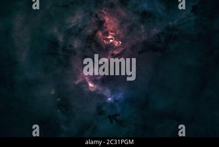 Glowing red and blue nebulae of deep space Stock Photo