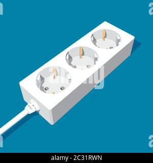 3d abstract extension power socket with three inputs Stock Vector