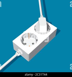 Abstract extension power socket with two inputs Stock Vector