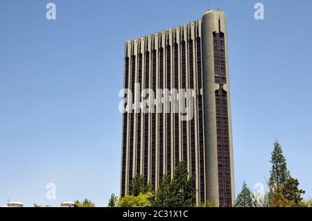 North Korea, Pyongyang - May 2, 2019: View of the modern building in suburb of Pyongyang Stock Photo