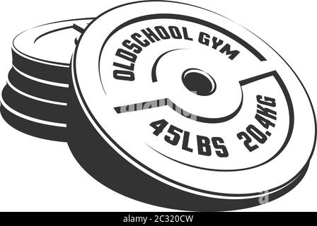 Disks for a heavy weight barbell in a stack Stock Vector