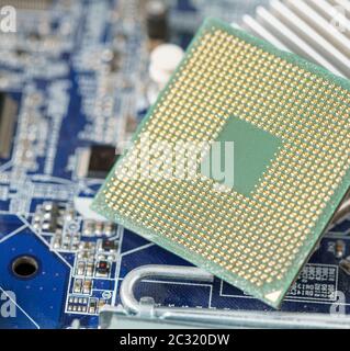 Close-up photo of CPU on laptop motherboard Stock Photo