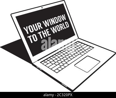 3d abstract laptop black and white retro vector Stock Vector