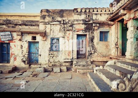 Inside Virupaksha Temple. Ancient houses Stock Photo