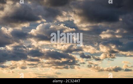 Sunset. Sky Background. Beautiful Sky with Clouds Before Sunset. Stock Photo