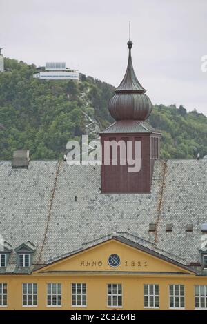 ALESUND, NORWAY - MAY 29, 2017: Buildings architecture Jugendstil (or better known as Art Nouveau). City of Alesund in Norway  was rebuild completely Stock Photo