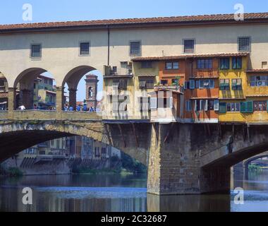 Ponte Vecchio bridge on River Arno, Old Town, Florence (Firenze), Tuscany Region, Italy Stock Photo
