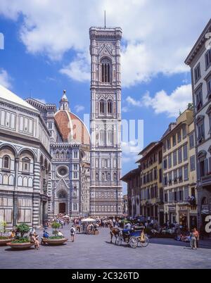 Giotto's Bell Tower (Campanile), Cattedrale di Santa Maria del Fiore cathedral (Duomo), Piazza del Duomo, Florence (Firenze), Tuscany Region, Italy Stock Photo