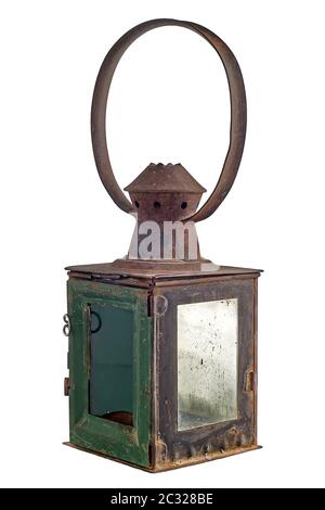 Old rusty railroad lantern Stock Photo
