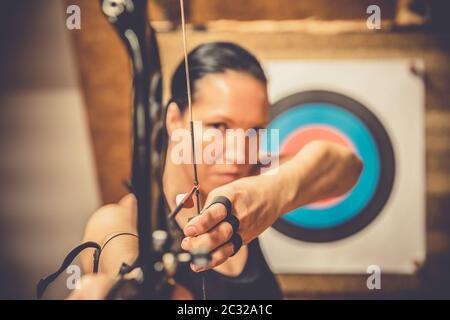 sports archery at the shooting range, competition for the most points Stock Photo