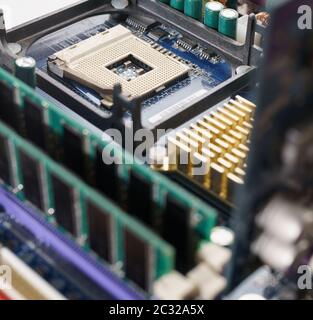 Processor into the motherboard socket Stock Photo