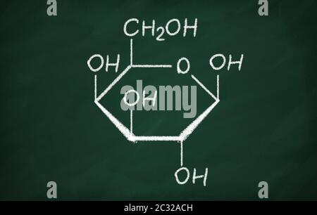 Structural model of Galactose on the blackboard. Stock Photo