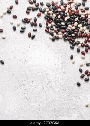 Top view of raw mixed beans with copyspace Stock Photo