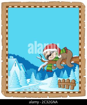 Winter theme parchment 1 - picture illustration Stock Photo - Alamy