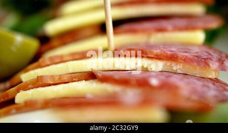 wll decorated party catering food,pepproni and cheese shallow dof Stock Photo