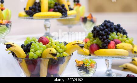 various fruits on a table, food decoration, image of a Stock Photo