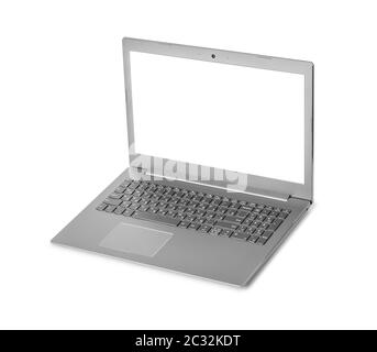 Notebook computer with russian keyboard Stock Photo