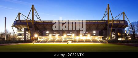 Stadion Rote Erde in front of the Signal Iduna Park by Borussia Dortmund in the evening, Dortmund Stock Photo