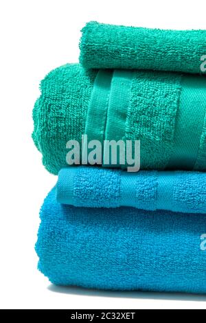 colorful bathing towels isolated on a white background. Stock Photo