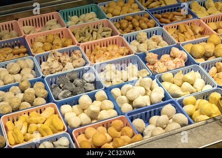 Dim Sum and Dumplings in Bulk Baskets Frozen Food Stock Photo