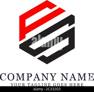 FS initial name logo designs, FS hexagonal logo image Stock Vector