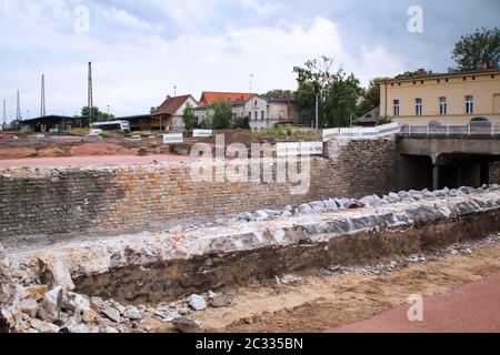 Demolished bridge of the railway in KÃ¶then for replacement construction Stock Photo