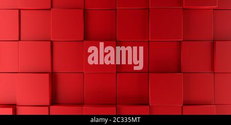 Abstract modern background with red cubes , 3d rendering Stock Photo