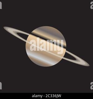 A representation of the planet Saturn with rings over a black background Stock Photo