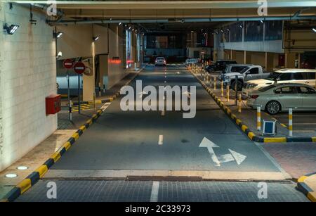 Underground garage or modern car parking, toned Stock Photo