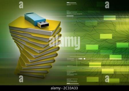 usb on the top of file folder Stock Photo
