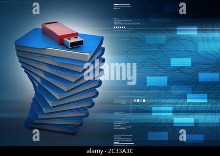 usb on the top of file folder Stock Photo